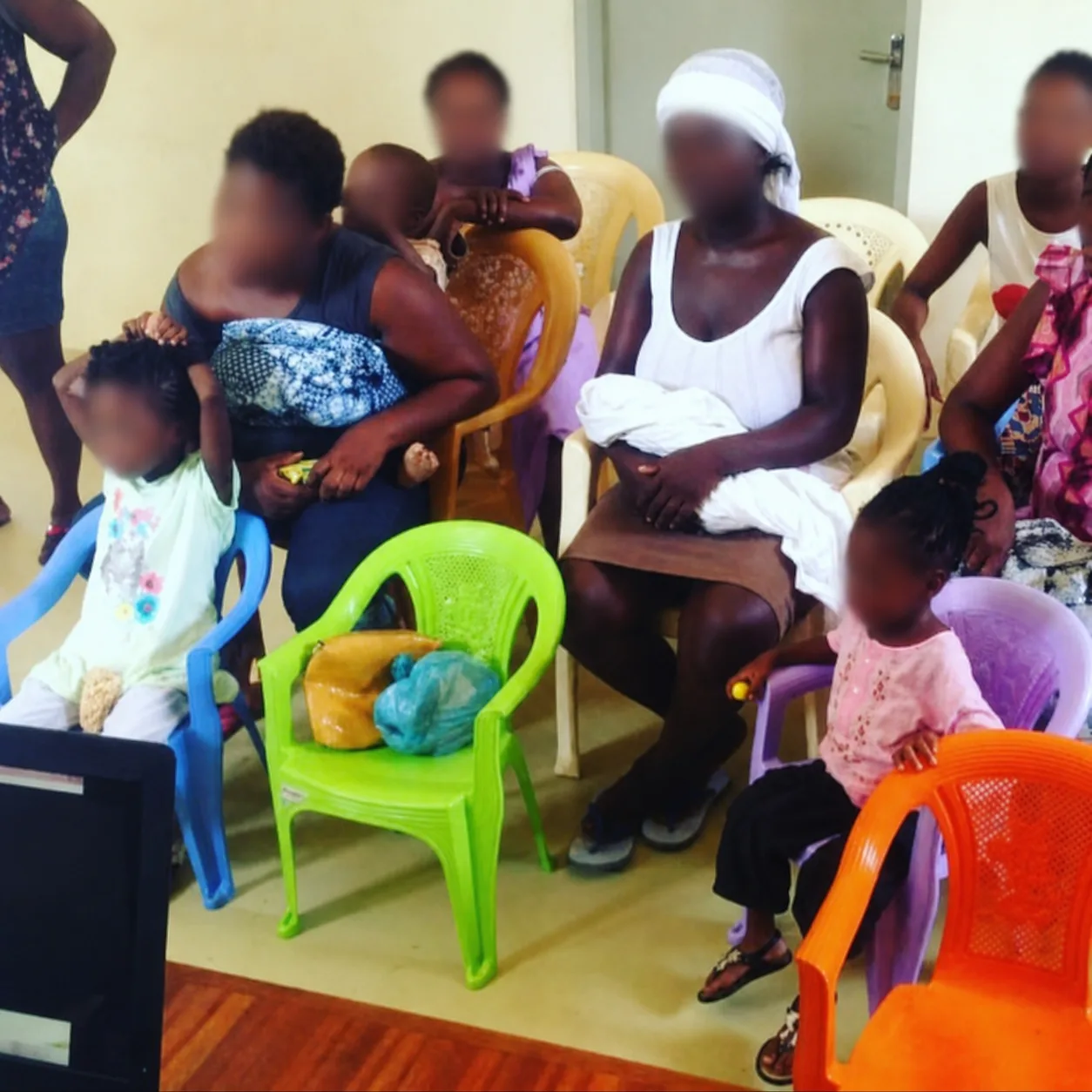 Mothers and children gathered during the hospital donation