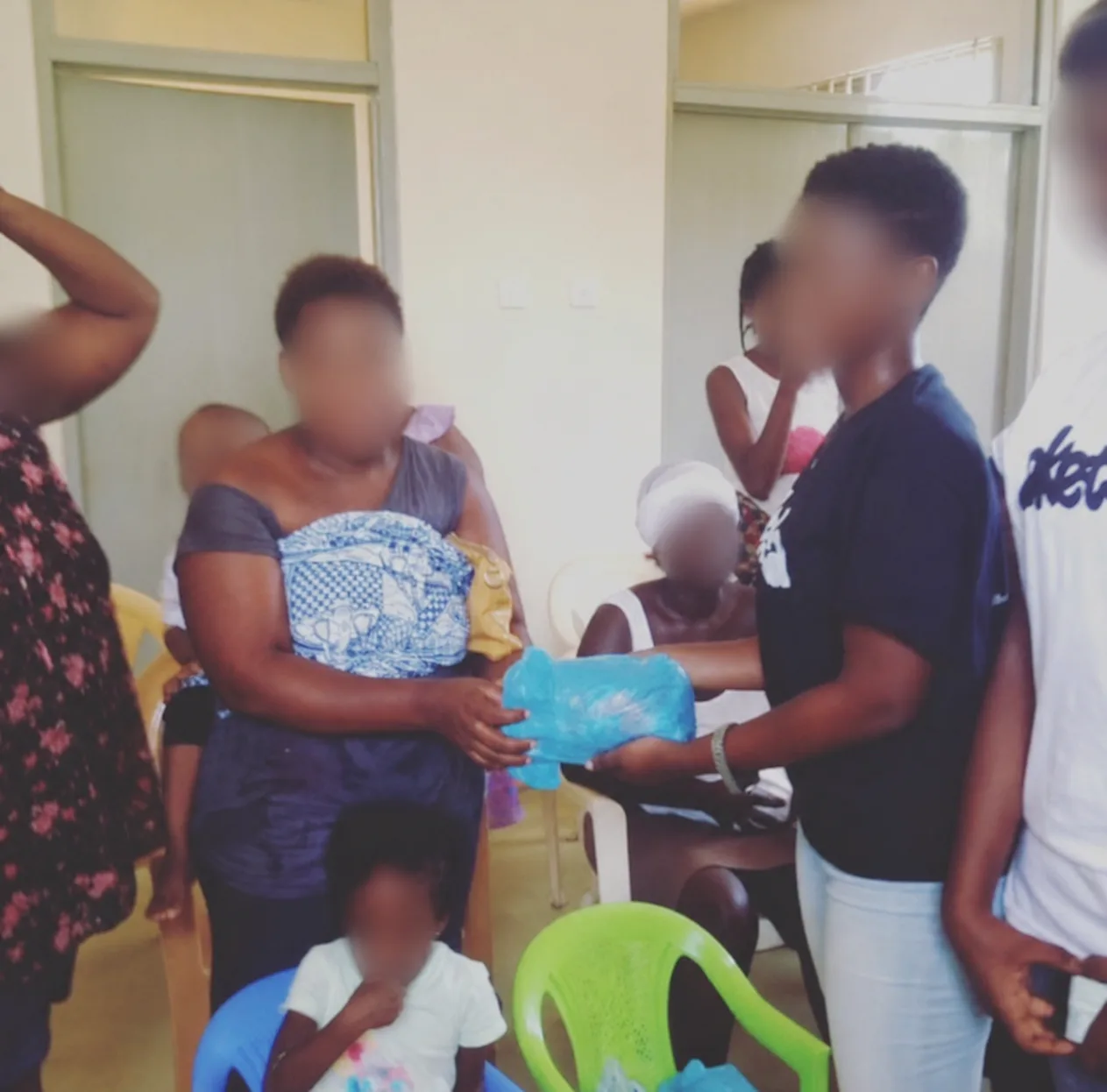 Donation items being presented at the hospital