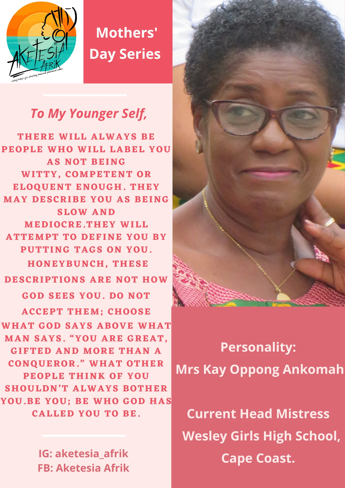 To My Younger Self contribution from Kay Oppong Ankomah
